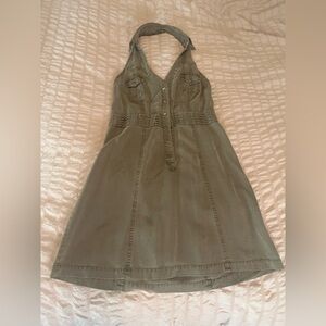 Guess Halter with Collar- Button Down - Olive Sundress